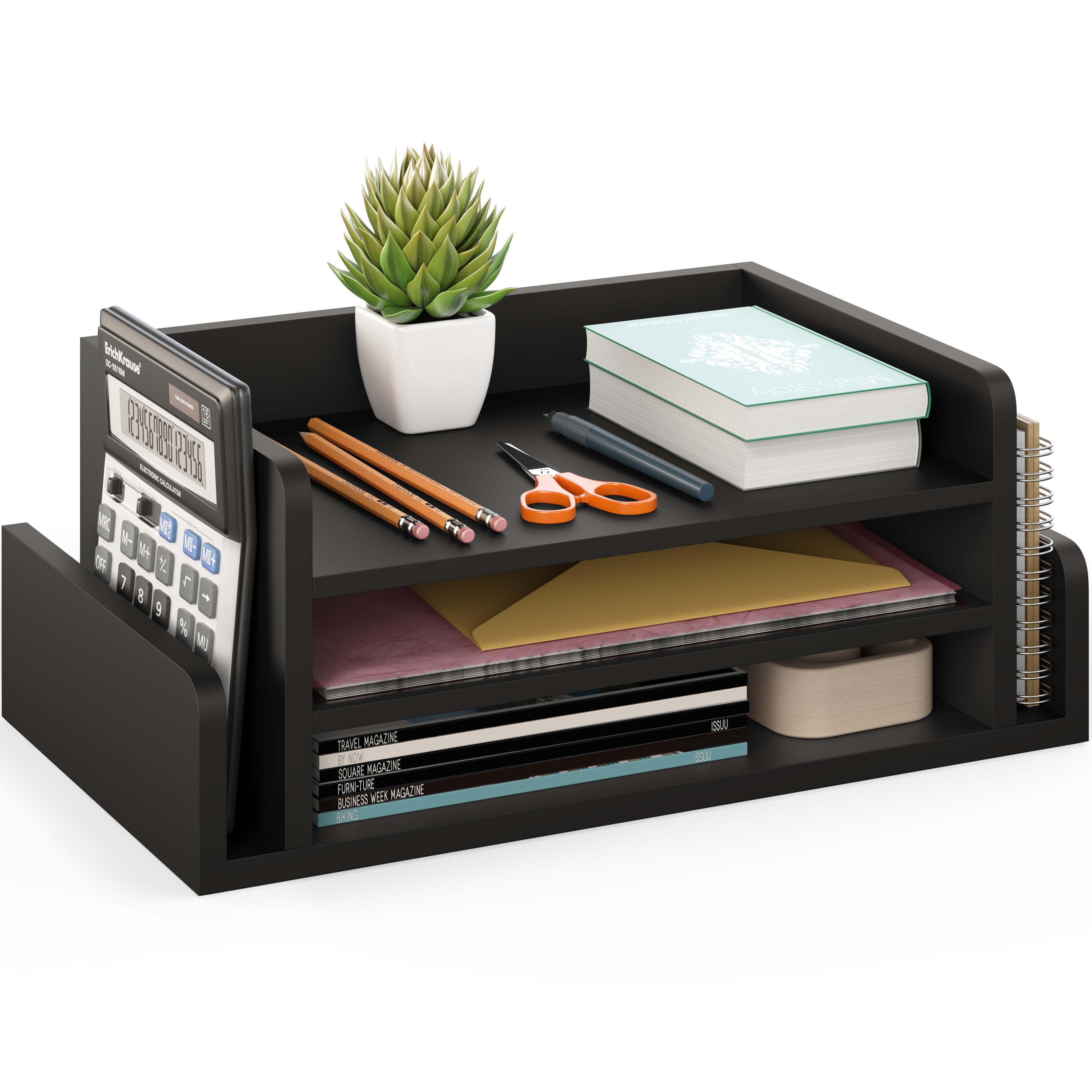 Logan 3-Tier Desk Organizer w/ 2 Side Mail Sorter Slots